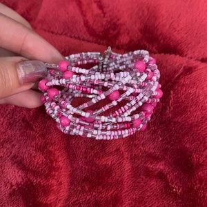 Pink beaded bracelet